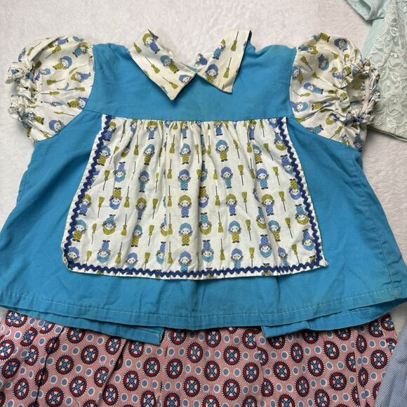 Vtg Lot 4 Baby Girl Dress Lot Size 12-24 Mos 60s Ruffles Lace Handmade Blue - Picture 4 of 5